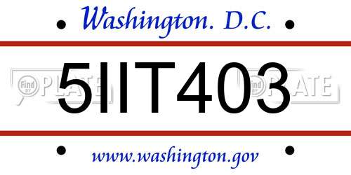 5IIT403 District Of Columbia License Plate