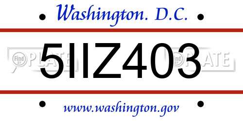 5IIZ403 District Of Columbia License Plate
