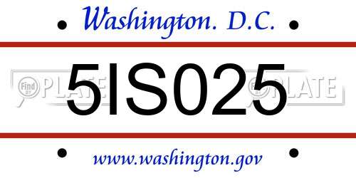 5IS025 District Of Columbia License Plate