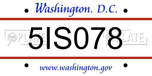 5IS078 District Of Columbia License Plate