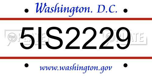 5IS2229 District Of Columbia License Plate
