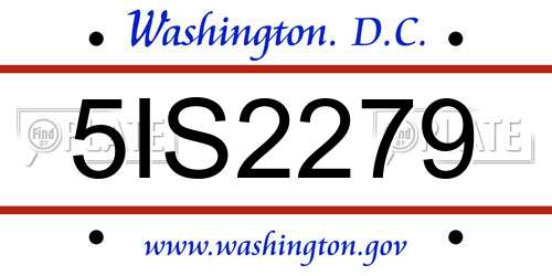 5IS2279 District Of Columbia License Plate
