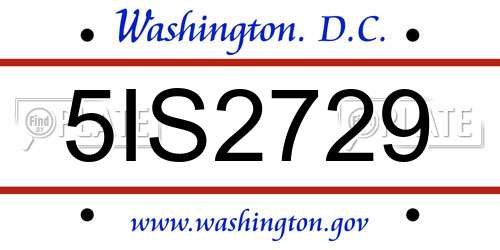 5IS2729 District Of Columbia License Plate