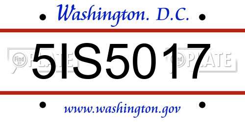 5IS5017 District Of Columbia License Plate