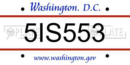 5IS553 District Of Columbia License Plate