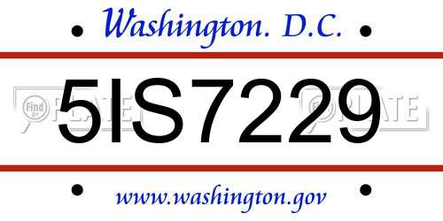 5IS7229 District Of Columbia License Plate