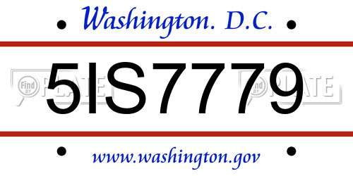 5IS7779 District Of Columbia License Plate