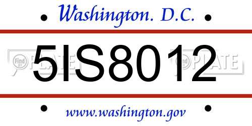 5IS8012 District Of Columbia License Plate