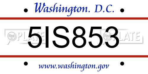 5IS853 District Of Columbia License Plate