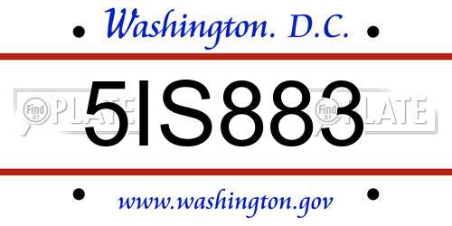 5IS883 District Of Columbia License Plate