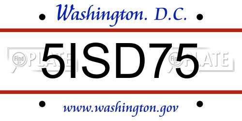 5ISD75 District Of Columbia License Plate