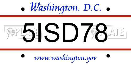 5ISD78 District Of Columbia License Plate