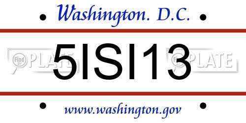 5ISI13 District Of Columbia License Plate