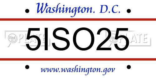 5ISO25 District Of Columbia License Plate