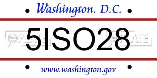 5ISO28 District Of Columbia License Plate