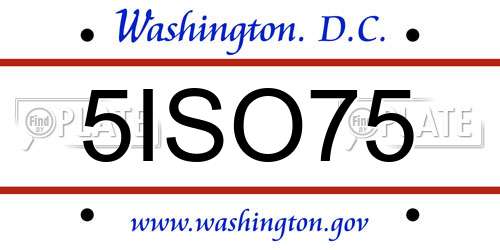 5ISO75 District Of Columbia License Plate