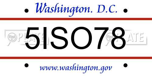5ISO78 District Of Columbia License Plate