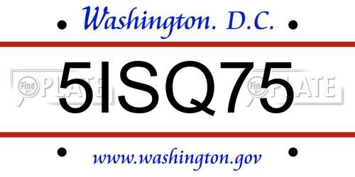 5ISQ75 District Of Columbia License Plate