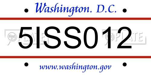 5ISS012 District Of Columbia License Plate
