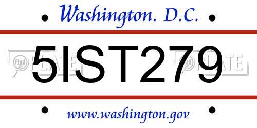 5IST279 District Of Columbia License Plate