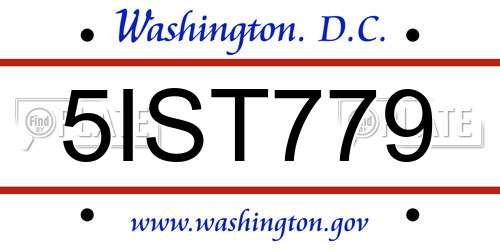 5IST779 District Of Columbia License Plate
