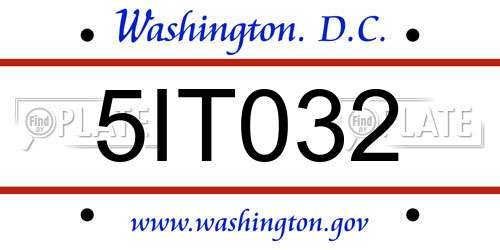 5IT032 District Of Columbia License Plate