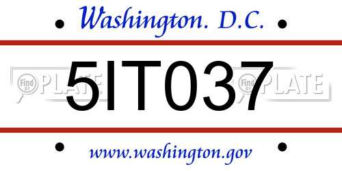 5IT037 District Of Columbia License Plate