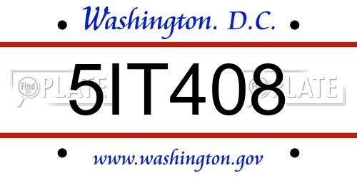 5IT408 District Of Columbia License Plate