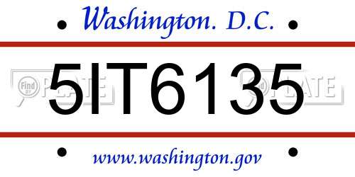 5IT6135 District Of Columbia License Plate