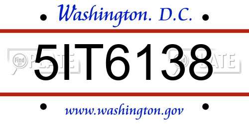 5IT6138 District Of Columbia License Plate