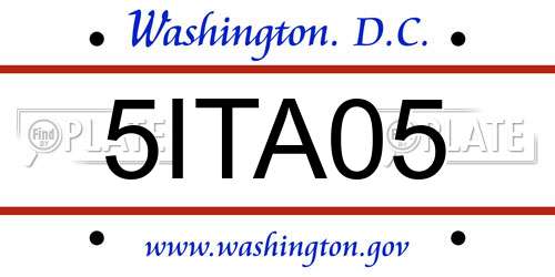 5ITA05 District Of Columbia License Plate