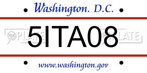 5ITA08 District Of Columbia License Plate