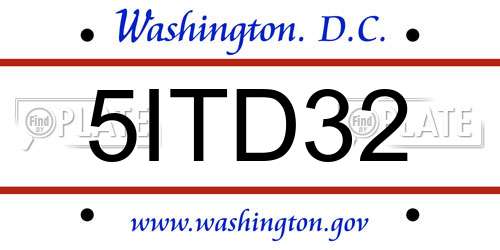 5ITD32 District Of Columbia License Plate