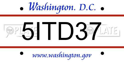 5ITD37 District Of Columbia License Plate