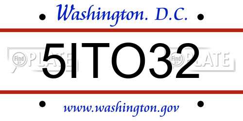 5ITO32 District Of Columbia License Plate