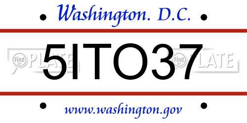 5ITO37 District Of Columbia License Plate
