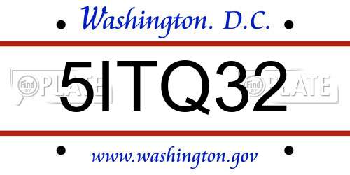 5ITQ32 District Of Columbia License Plate