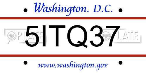 5ITQ37 District Of Columbia License Plate