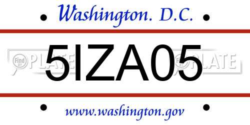 5IZA05 District Of Columbia License Plate
