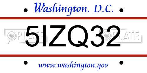 5IZQ32 District Of Columbia License Plate