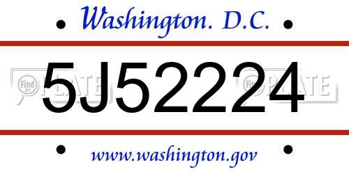5J52224 District Of Columbia License Plate