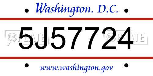 5J57724 District Of Columbia License Plate