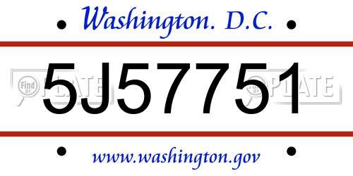 5J57751 District Of Columbia License Plate