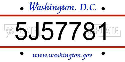 5J57781 District Of Columbia License Plate