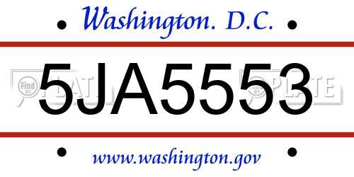5JA5553 District Of Columbia License Plate