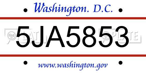 5JA5853 District Of Columbia License Plate