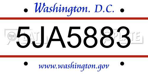 5JA5883 District Of Columbia License Plate