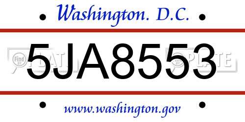 5JA8553 District Of Columbia License Plate