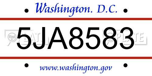 5JA8583 District Of Columbia License Plate
