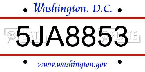 5JA8853 District Of Columbia License Plate